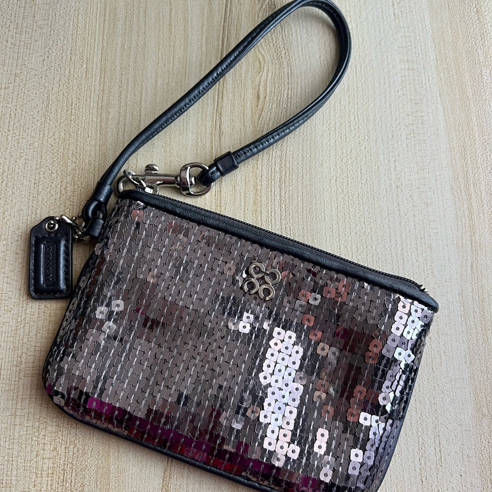 Coach Sequined Gray Wristlet